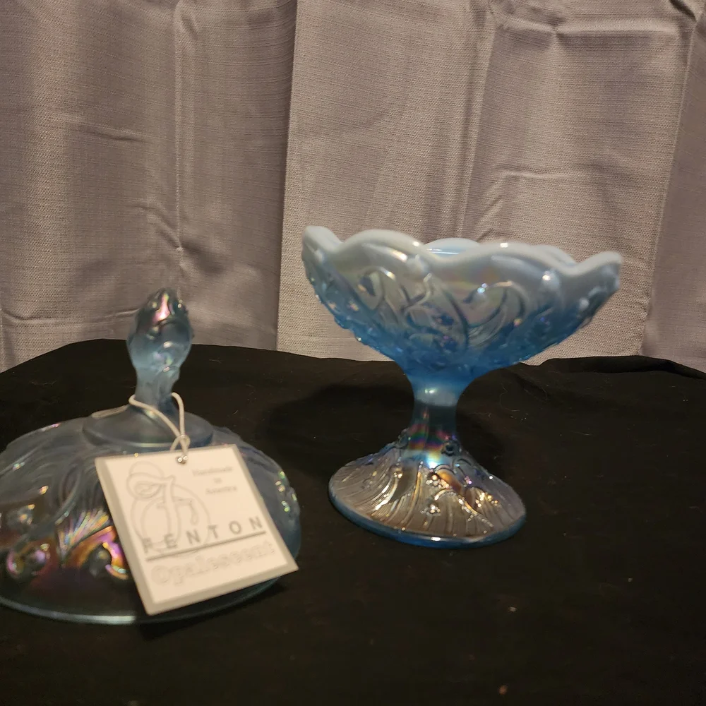 Fenton Blue Opalescent Glass Art Piece - Picture 2 of 2